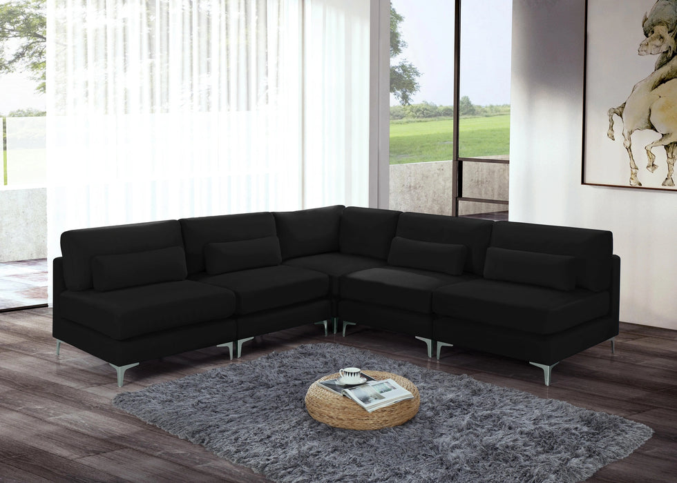 Julia Black Velvet Modular Sectional (5 Boxes)
