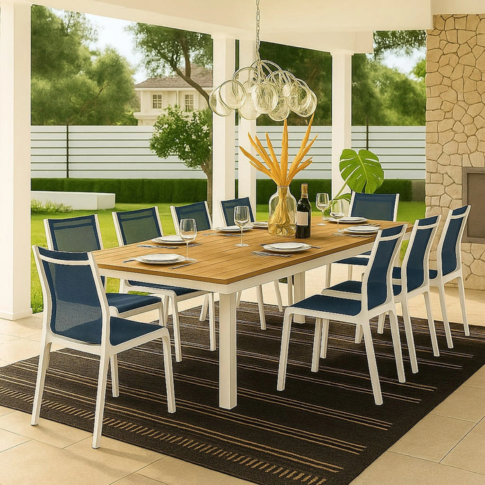 Nizuc Brown manufactured wood Outdoor Patio Extendable Aluminum Dining Table