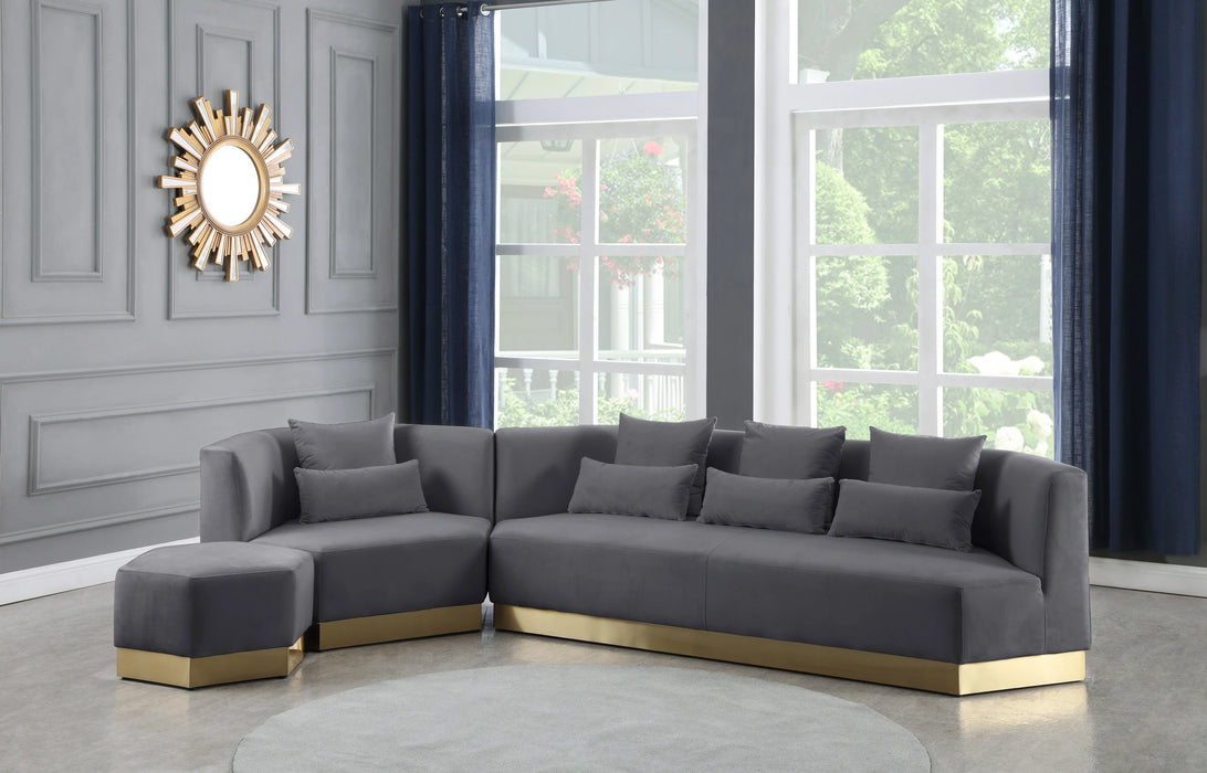 Marquis Grey Velvet Ottoman