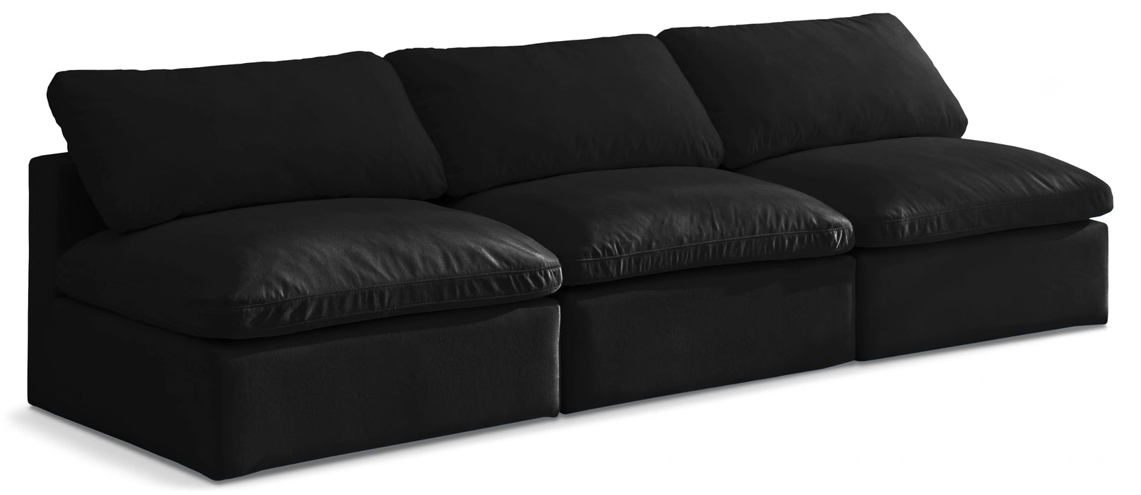 Plush Black Velvet Standard Cloud Modular Sofa