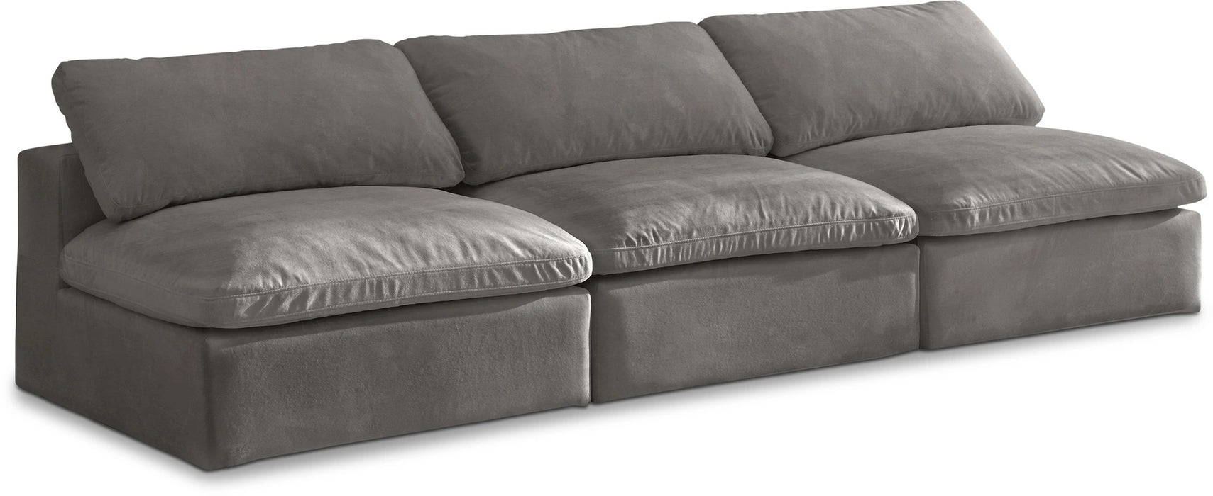 Cozy Grey Velvet Cloud Modular Armless Sofa