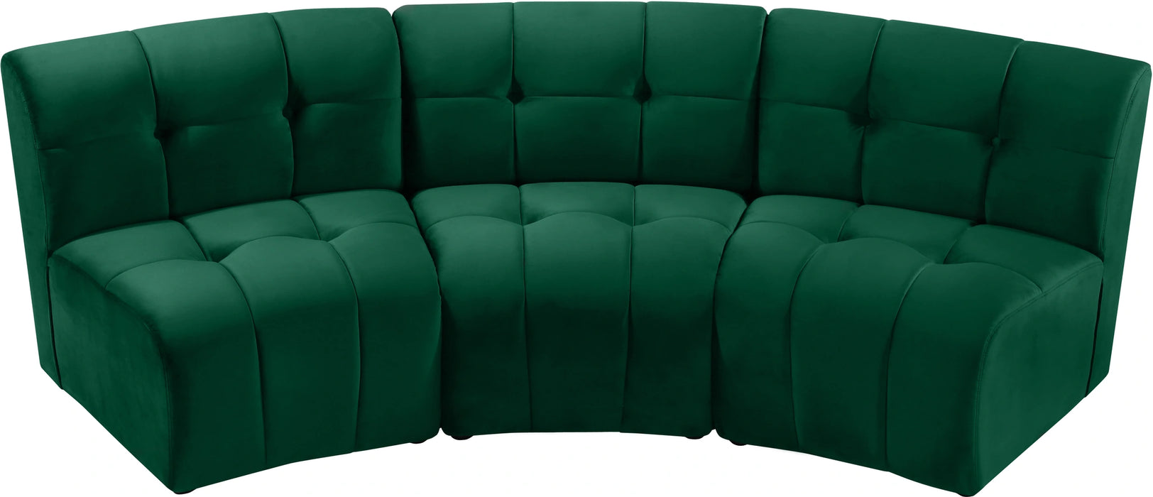Limitless Green Velvet 3pc. Modular Sectional