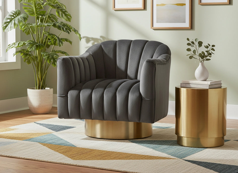 Farrah Grey Velvet Accent Chair