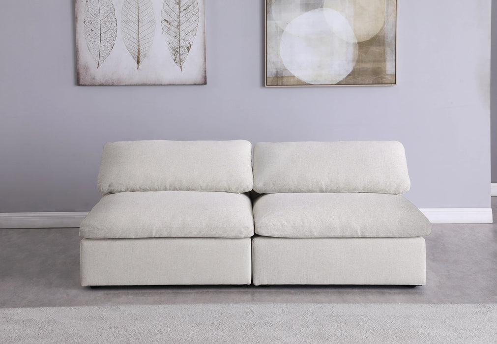 Serene Cream Linen Fabric Deluxe Cloud Modular Armless Sofa