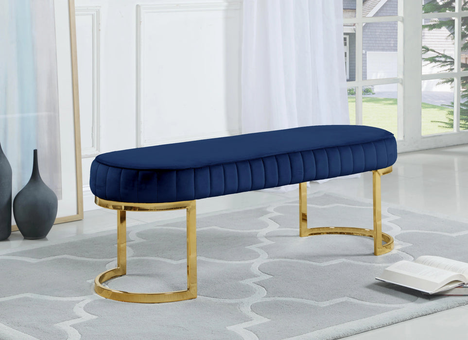 Lemar Navy Velvet Bench
