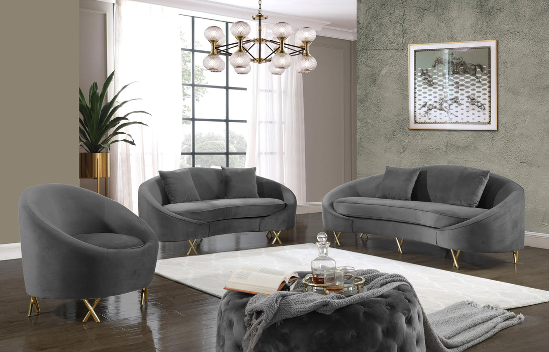Serpentine Grey Velvet Sofa