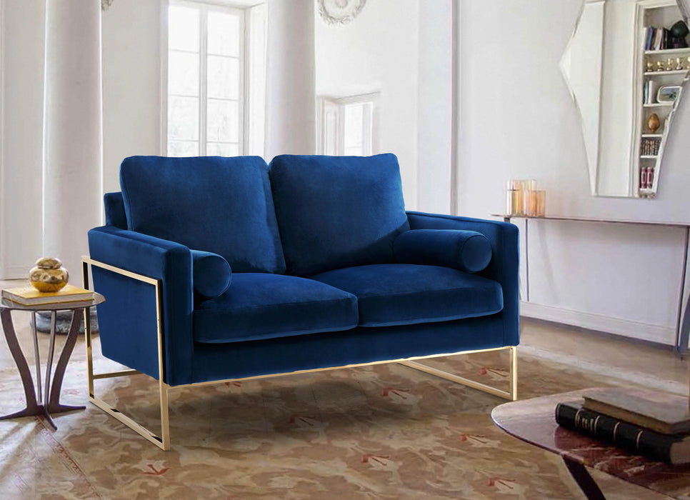 Mila Navy Velvet Loveseat