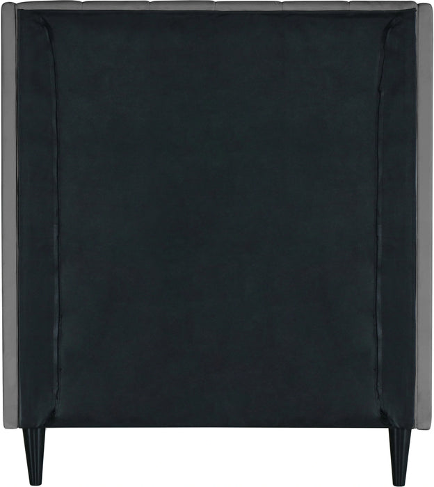 Eva Grey Velvet Twin Bed