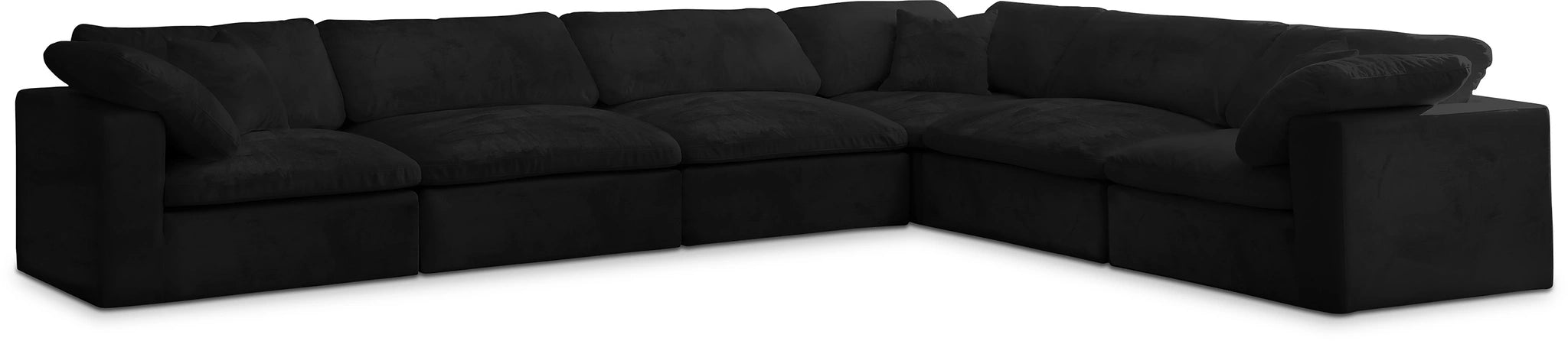 Cozy Black Velvet Cloud Modular Sectional