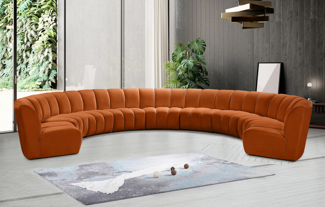 Infinity Cognac Velvet 9pc. Modular Sectional