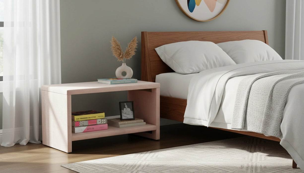 Cleo Pink Velvet Night Stand