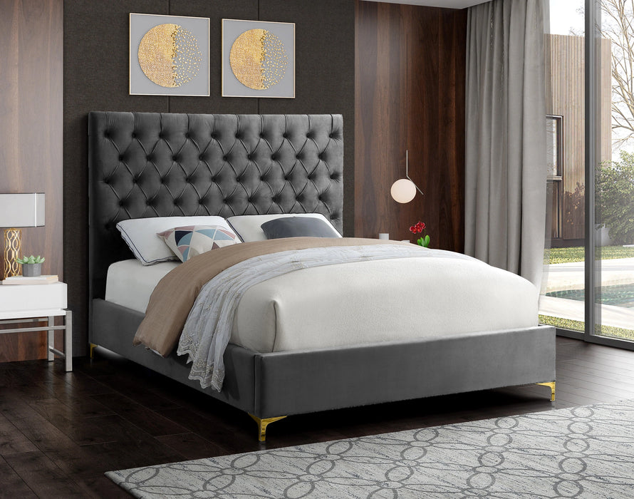 Cruz Grey Velvet King Bed