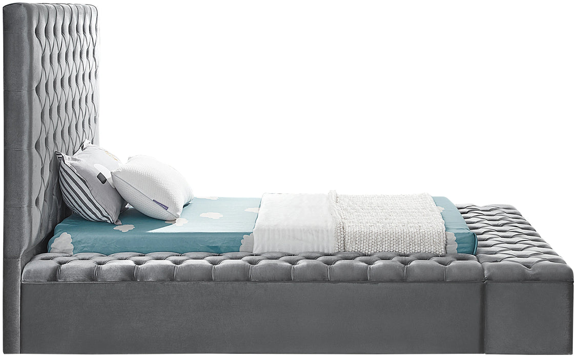 Bliss Grey Velvet Twin Bed (3 Boxes)