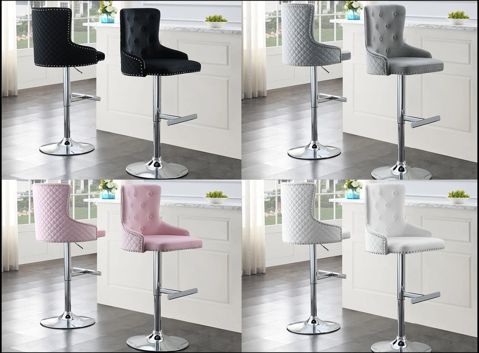 Amelia WHITE VELVET BAR STOOL - ST115-WHT