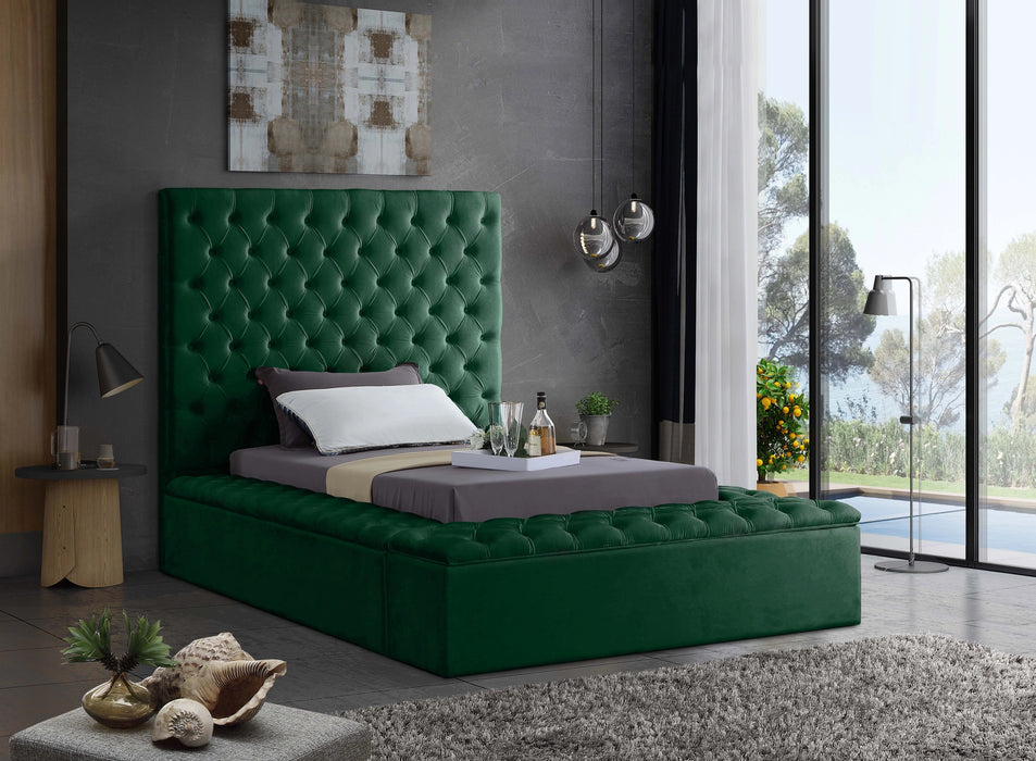 Bliss Green Velvet Twin Bed (3 Boxes)