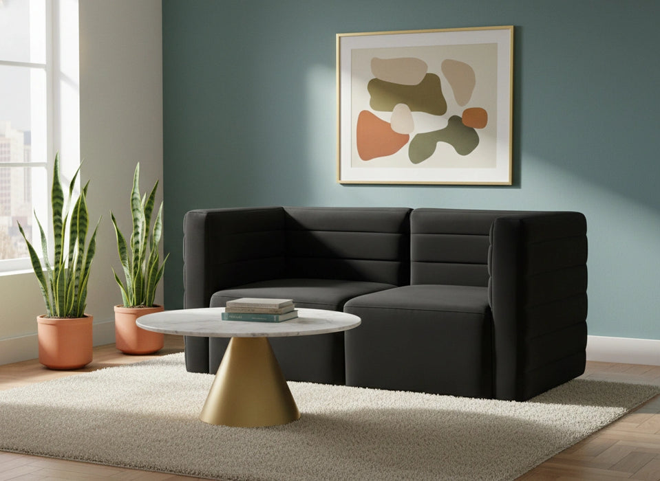 Quincy Black Velvet Modular Sofa