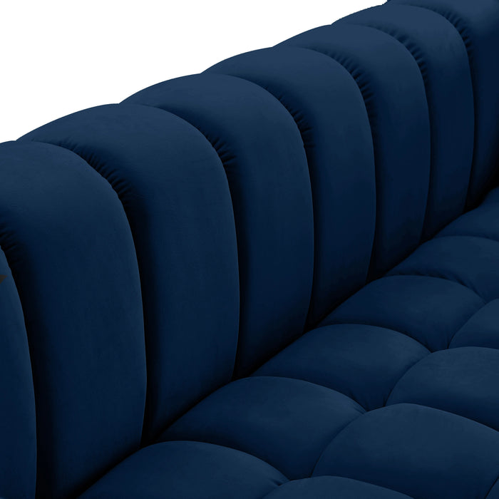 Gwen Navy Velvet Loveseat