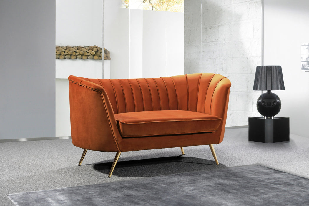 Margo Cognac Velvet Loveseat
