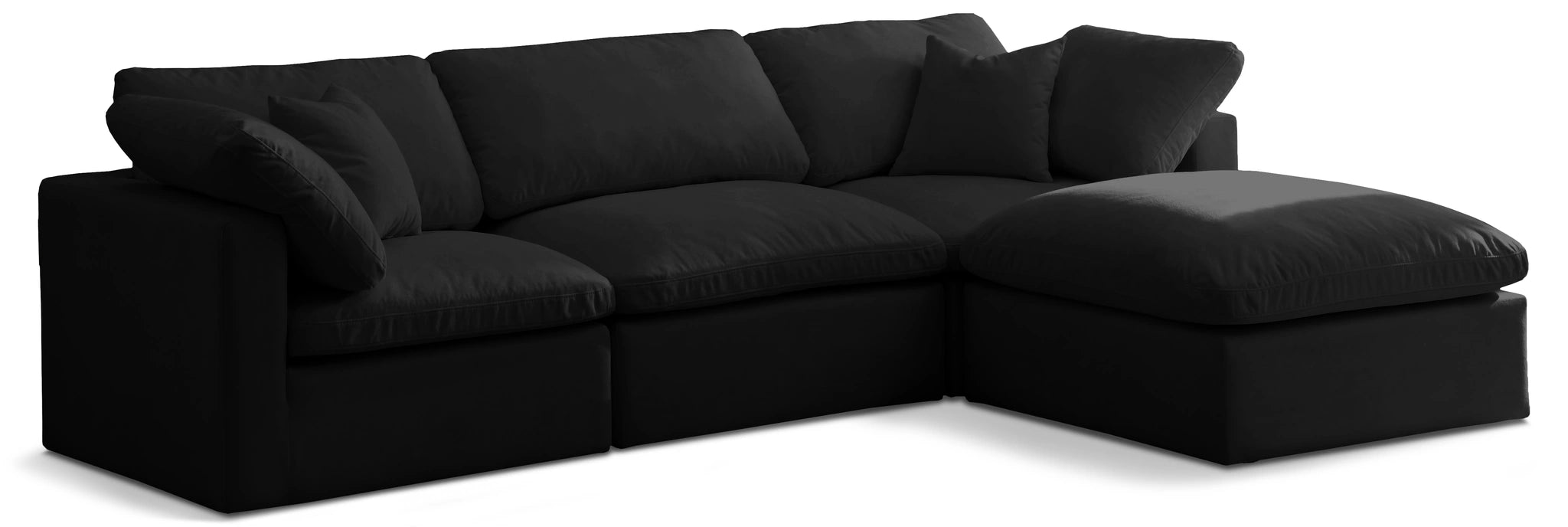 Plush Black Velvet Standard Cloud Modular Sectional