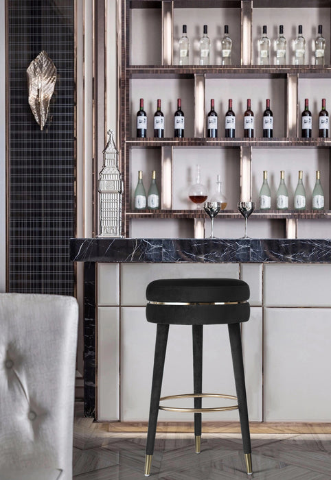 Coral Black Velvet Bar Stool