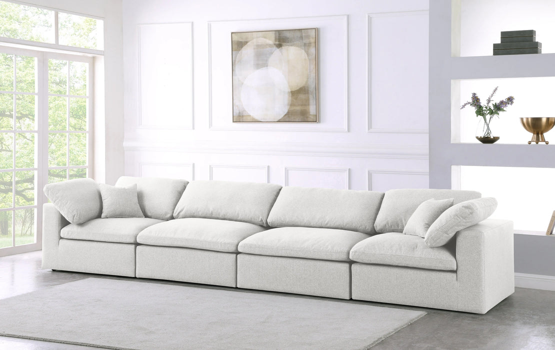Serene Cream Linen Fabric Deluxe Cloud Modular Sofa