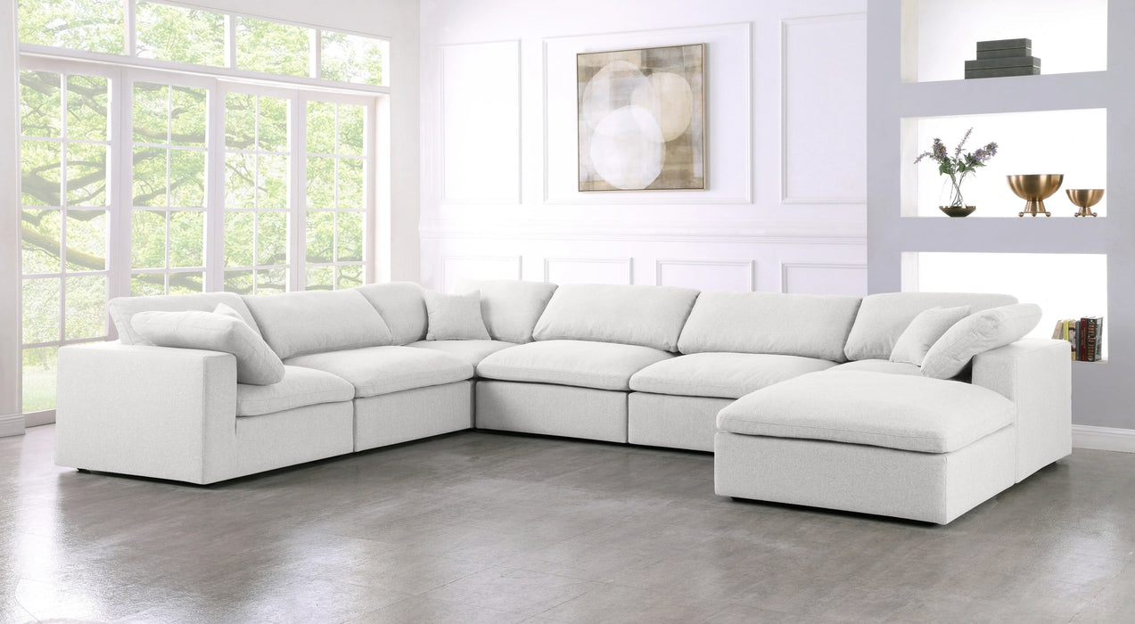 Serene Cream Linen Fabric Deluxe Cloud Modular Sectional