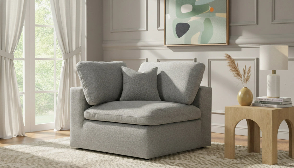 Serene Grey Linen Fabric Deluxe Cloud Corner Chair