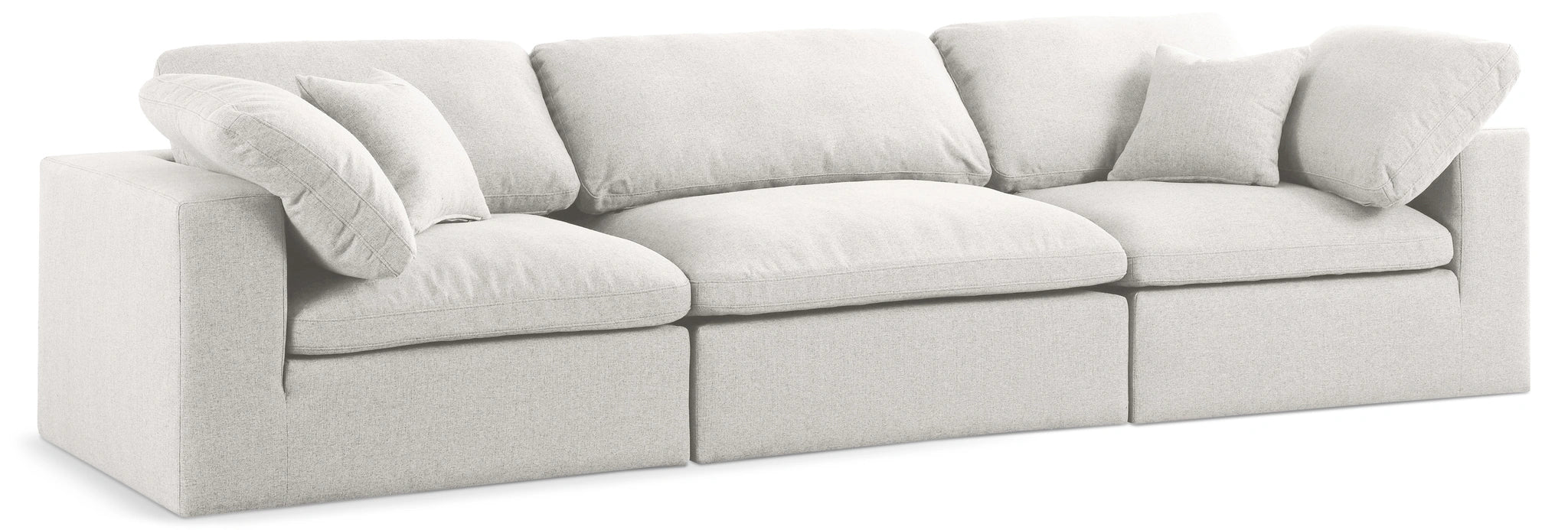 Serene Cream Linen Fabric Deluxe Cloud Modular Sofa