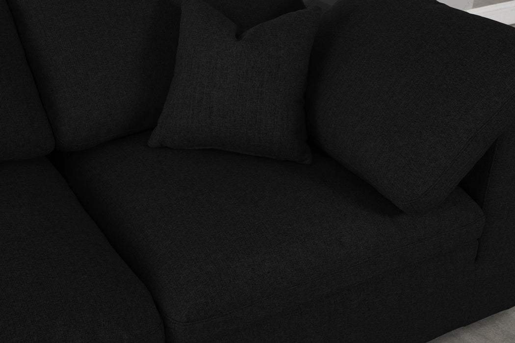 Serene Black Linen Fabric Deluxe Cloud Modular Sectional