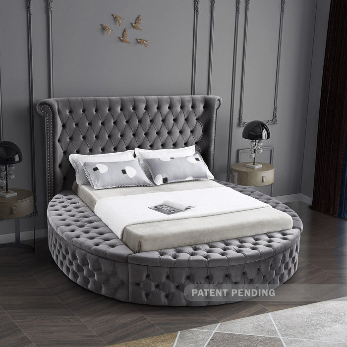 Luxus Grey Velvet King Bed (3 Boxes)