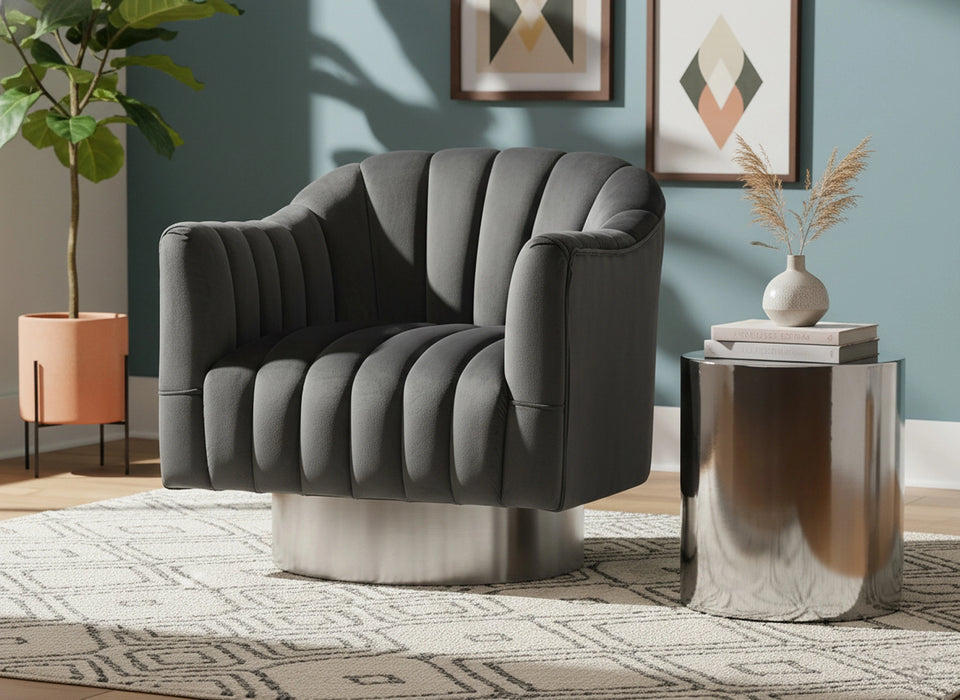 Farrah Grey Velvet Accent Chair