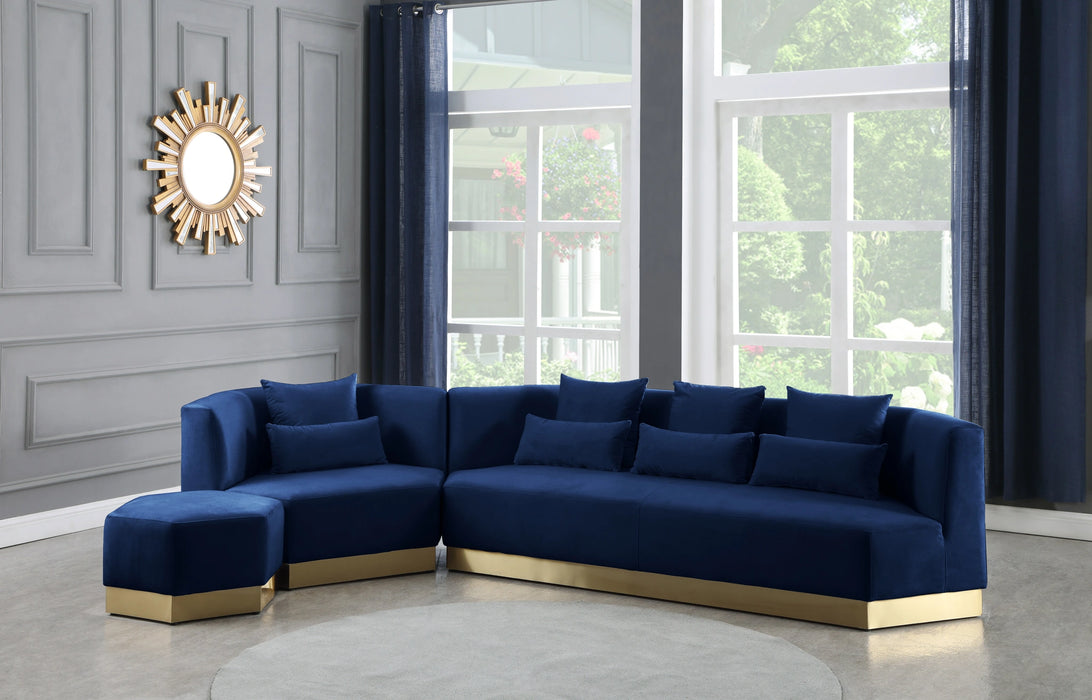 Marquis Navy Velvet Ottoman