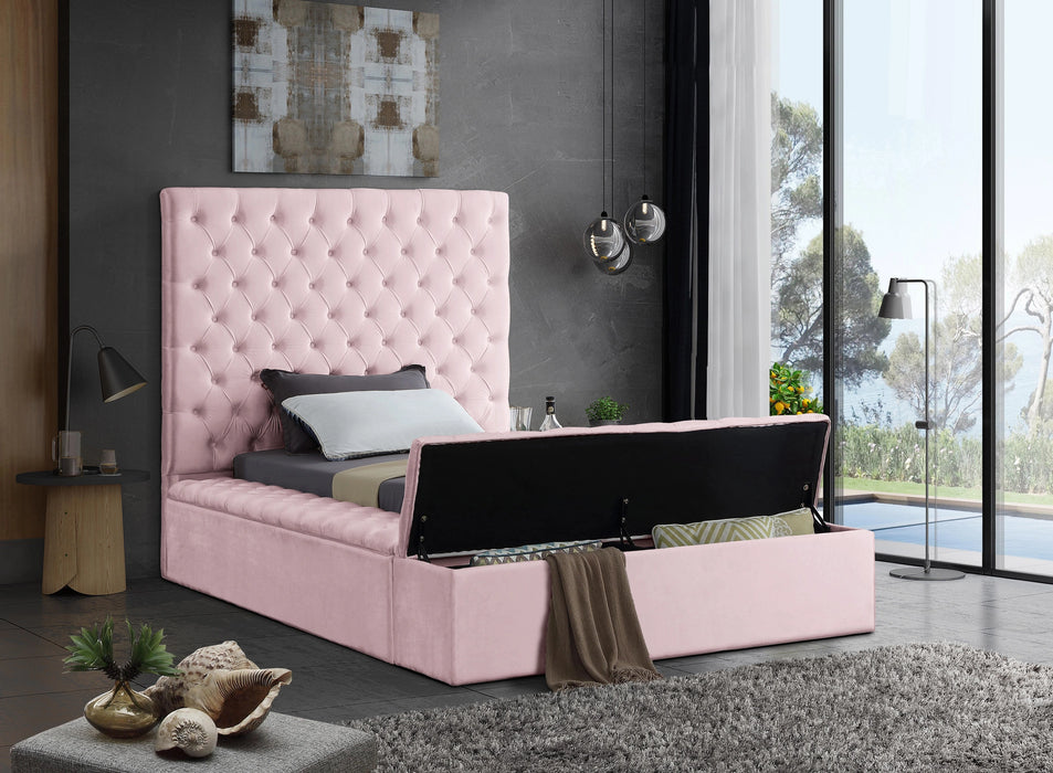 Bliss Pink Velvet Twin Bed (3 Boxes)