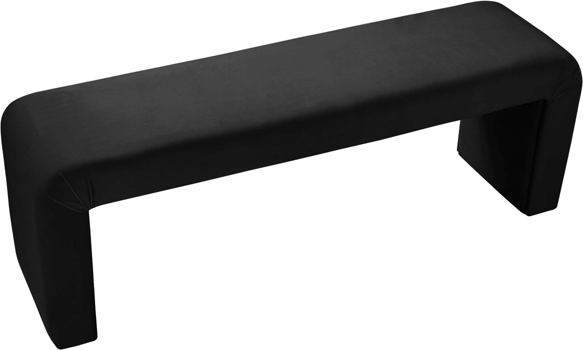 Minimalist Black Velvet Bench