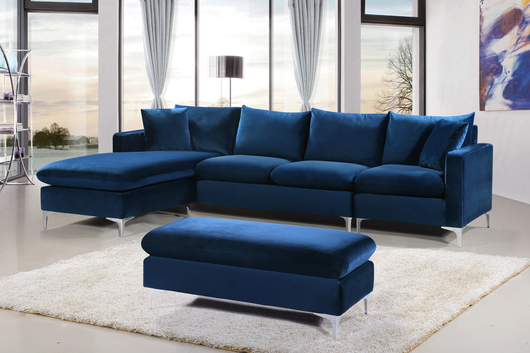 Naomi Navy Velvet 2pc. Reversible Sectional