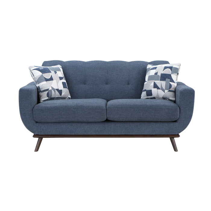 Everton Loveseat in Blue/Walnut - 8341BL-2RV