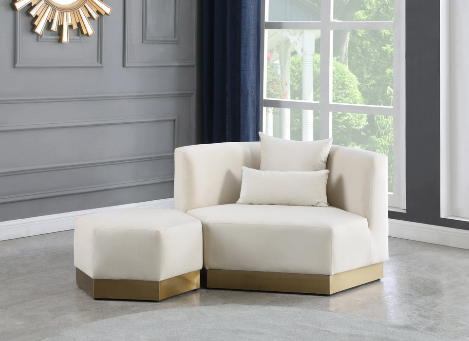 Marquis Cream Velvet Ottoman