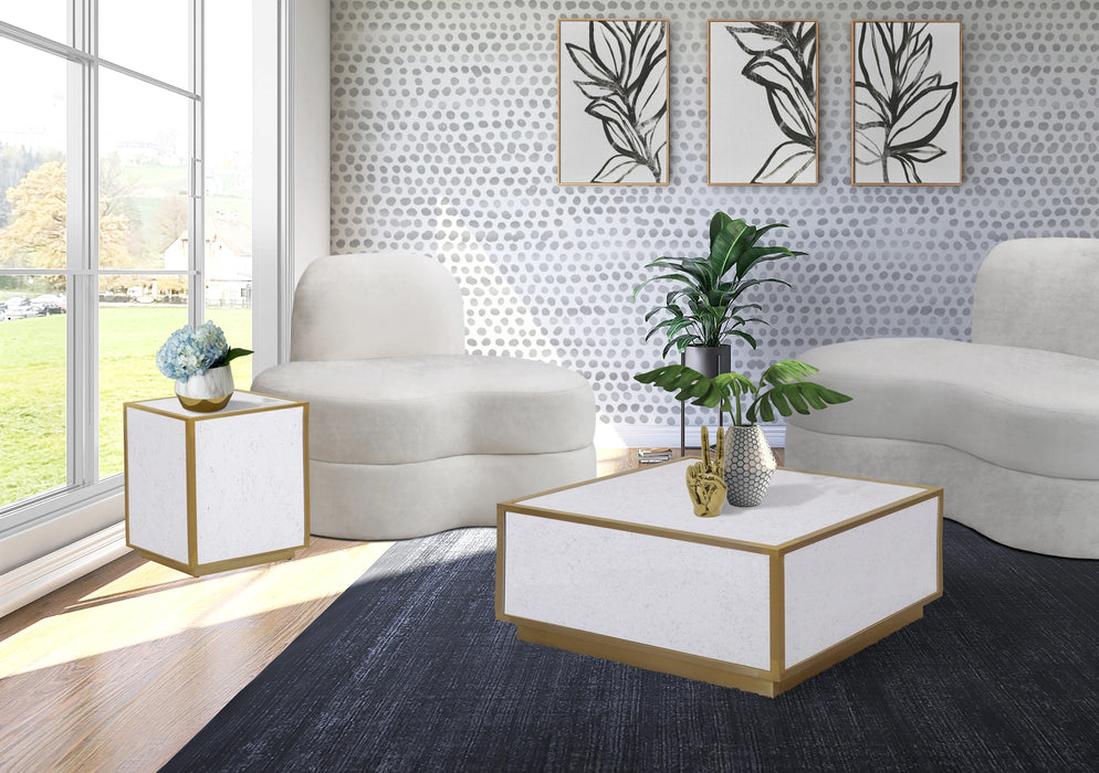 Glitz White Faux Marble End Table