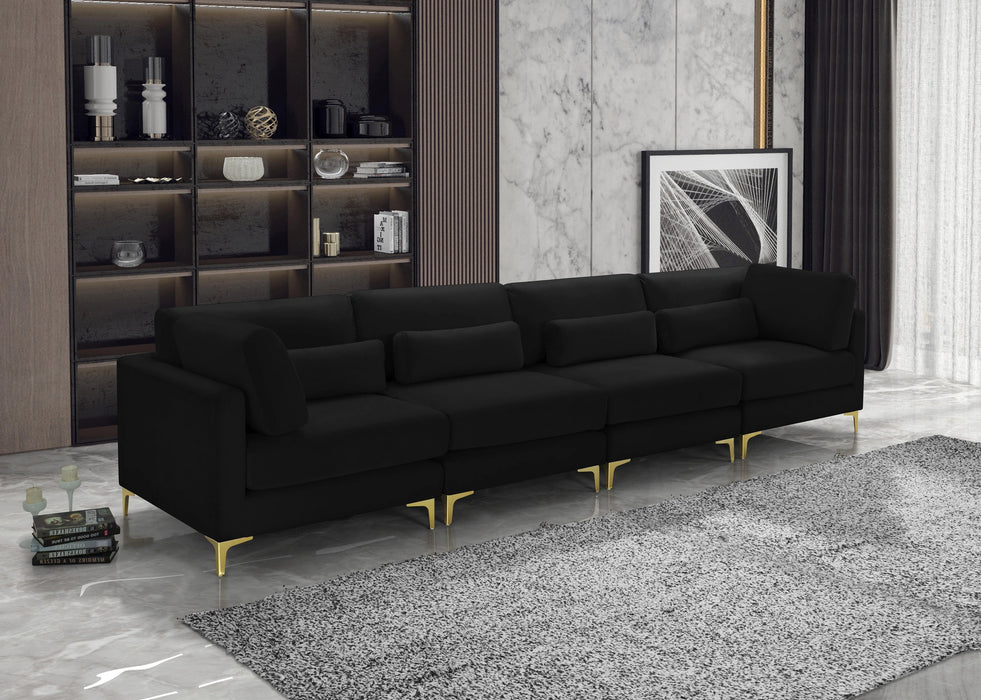 Julia Black Velvet Modular Sofa (4 Boxes)
