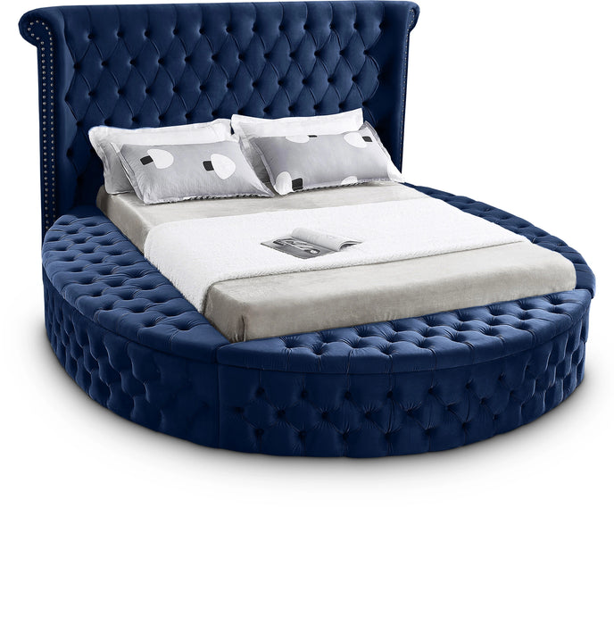 Luxus Navy Velvet Queen Bed (3 Boxes)