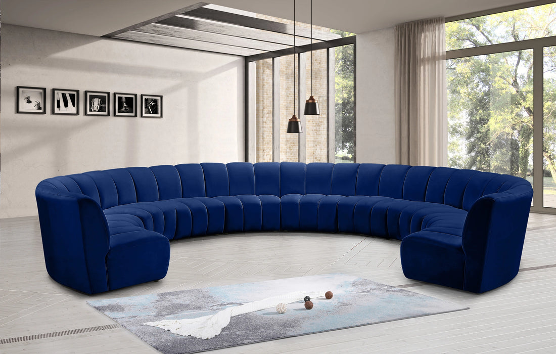 Infinity Navy Velvet 10pc. Modular Sectional