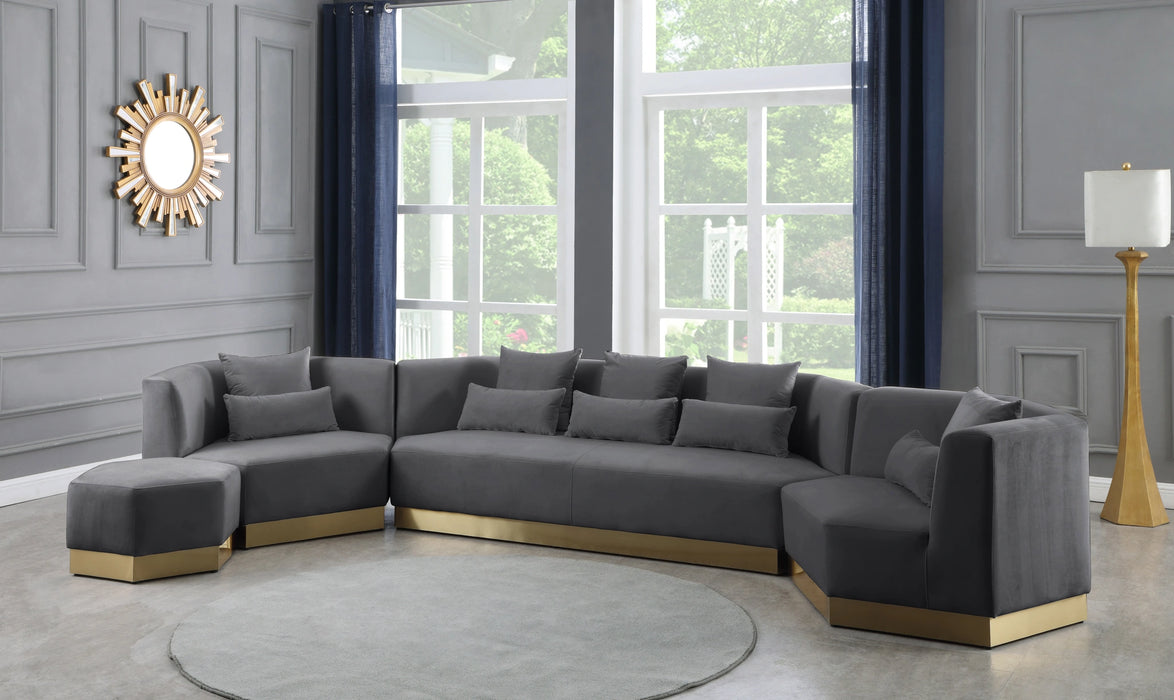 Marquis Grey Velvet Ottoman