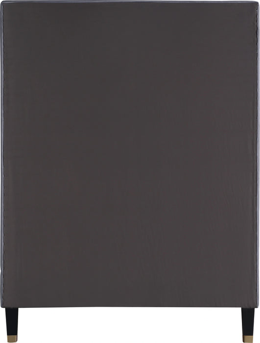 Harlie Grey Velvet Twin Bed