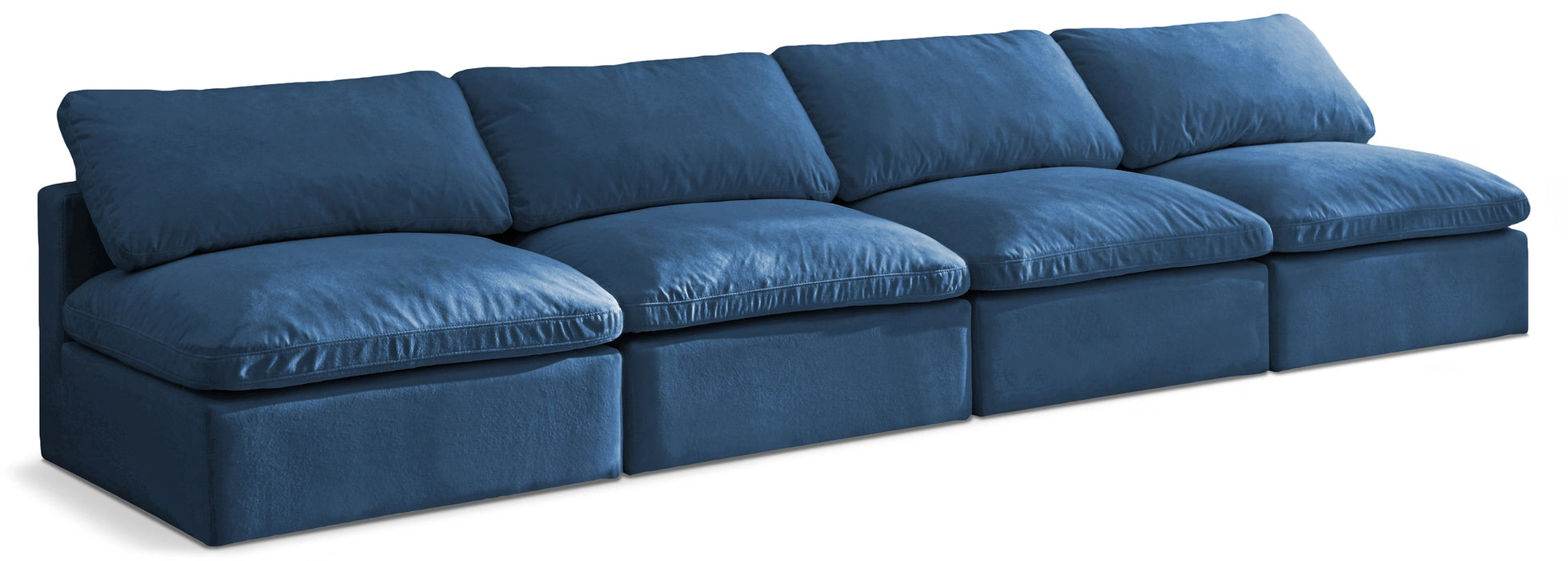 Plush Navy Velvet Standard Cloud Modular Sofa