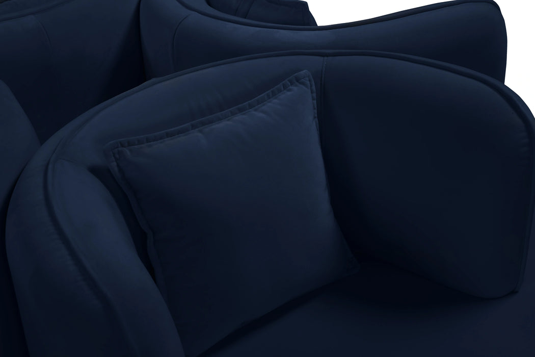 Circlet Navy Velvet Round Sofa Settee