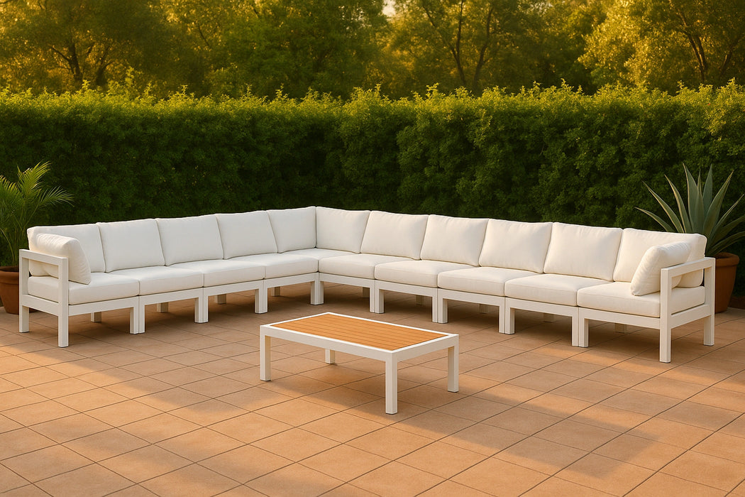 Nizuc White Waterproof Fabric Outdoor Patio Modular Sectional