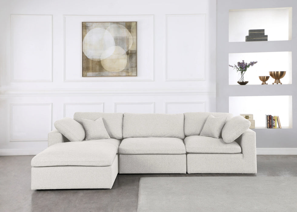 Serene Cream Linen Fabric Deluxe Cloud Modular Sectional