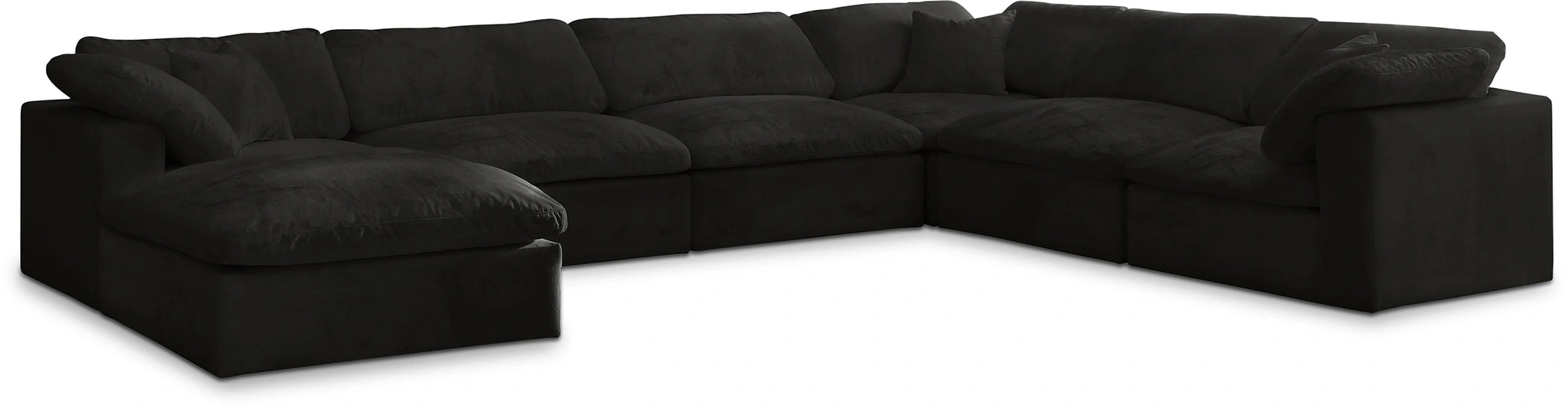 Cozy Black Velvet Cloud Modular Sectional