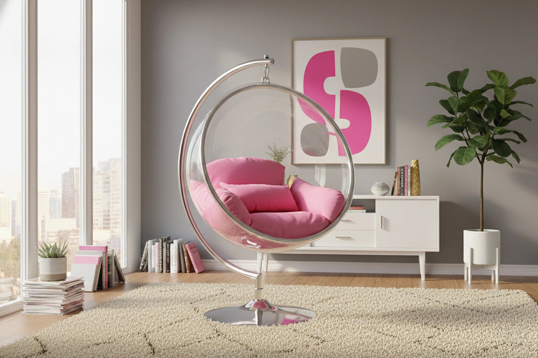 Luna Pink Durable Fabric Acrylic Swing Chair