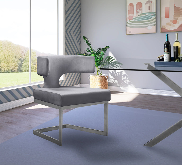 Alexandra Grey Velvet Dining Chair